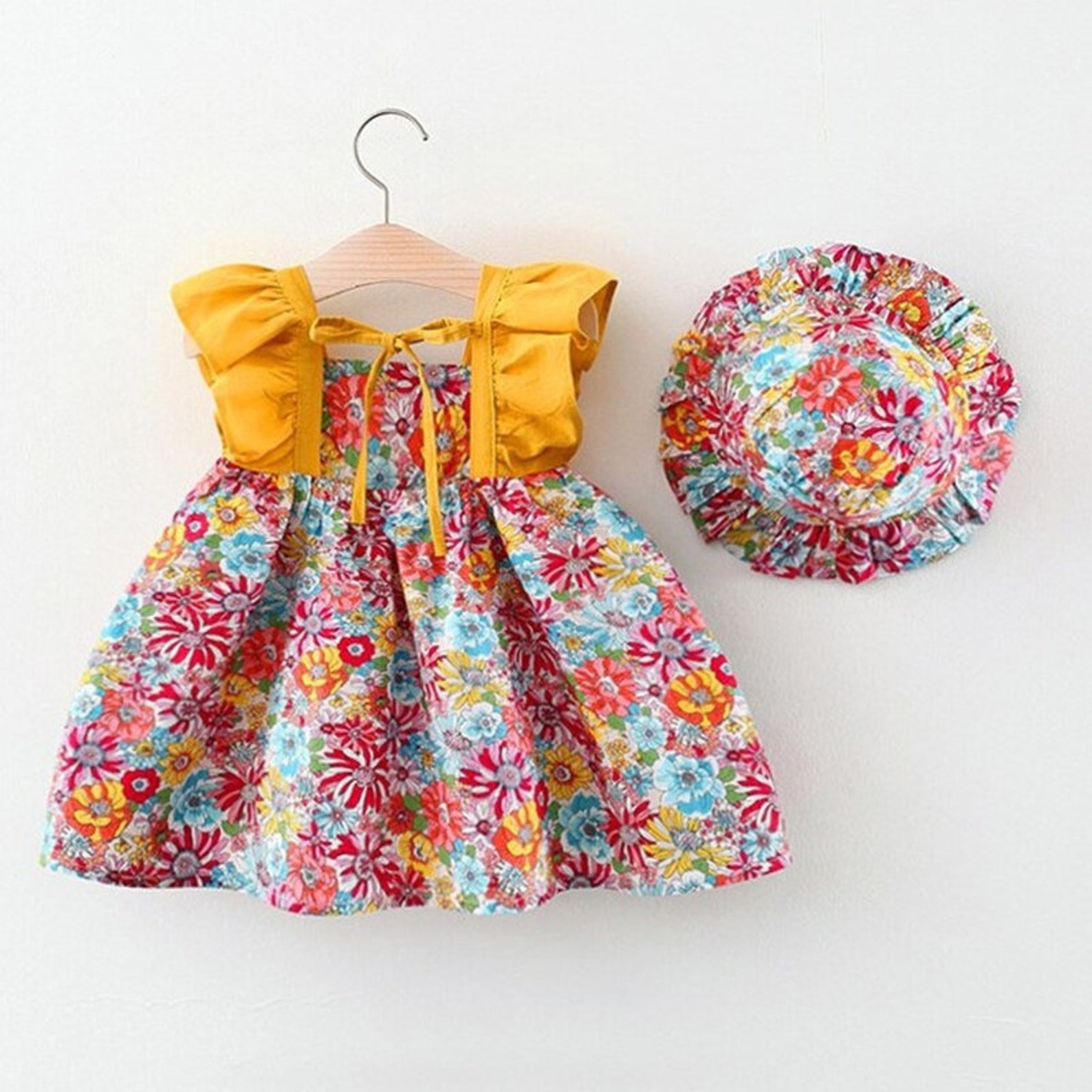 Cotton Floral Baby Girl Dress Spring Flowers Baby Dress Etsy