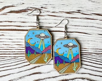 Alien Spaceship Earrings, Alien Earrings, Extraterrestrial Jewelry