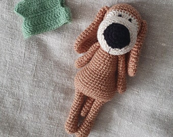 6" Amigurumi Cute Dog, Puppy Baby Toy, Cotton Dog Handmade Toy, Newborn Crib Toy, Gender Neutral Toy, Easter Little Gift, Gift Under 25