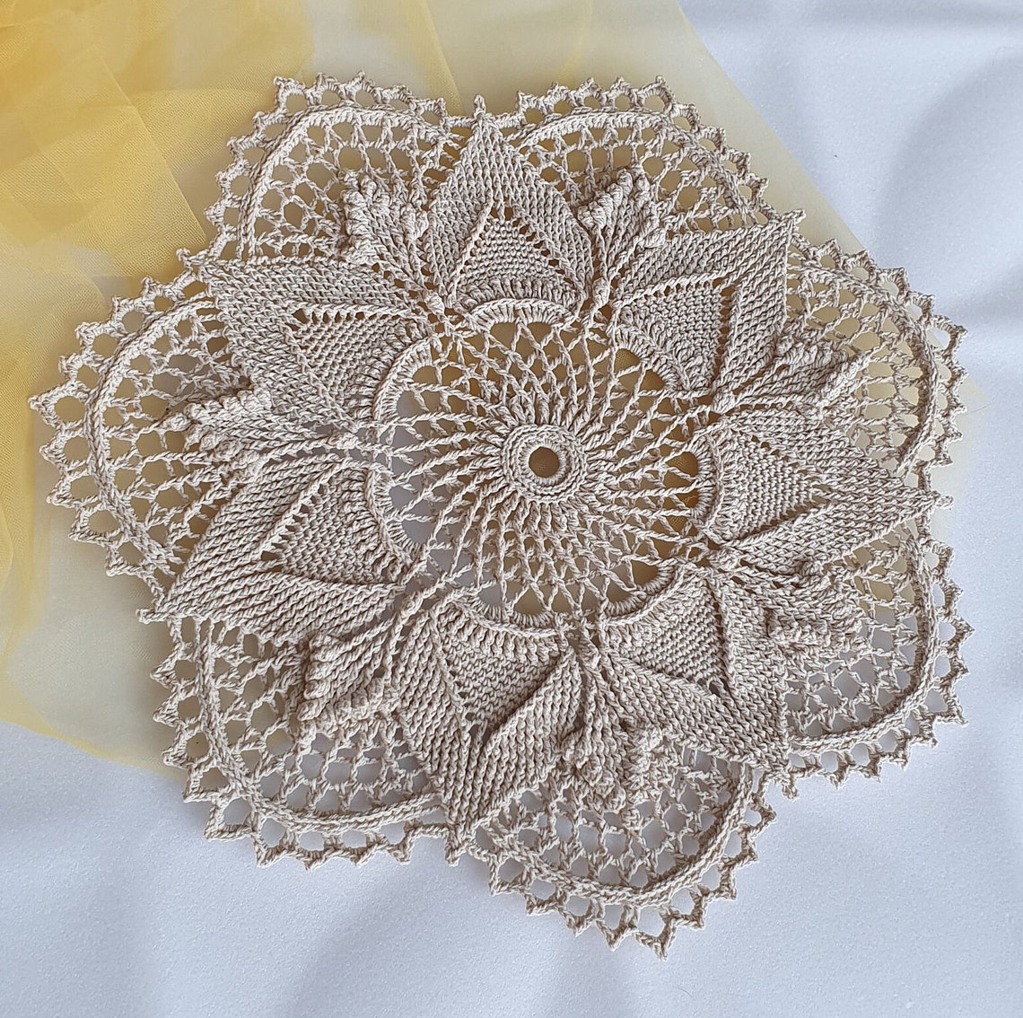 11 Large Round Crochet Doily, Textured Doily, Handmade Tablelinen, Cozy ...