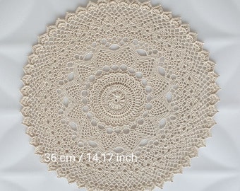 14" Large Round Doily, Table Centerpiece Crochet, Province Style Home Decor, Linen Centerpiece