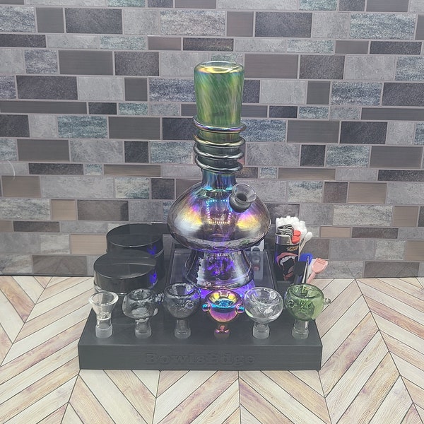 LED Smoking Station, 14mm Bowl Display, Stash Jars, Light up Display for Smokers, Light Up Stash Box, Smoking Gifts, Stoner Gifts