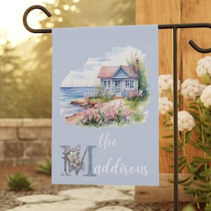 Coastal Cottage Garden Flag | Beach Garden Art | Maine Garden Flag | Martha&#39;s Vineyard Flag | Nantucket Garden Flag | Coastal Yard Art