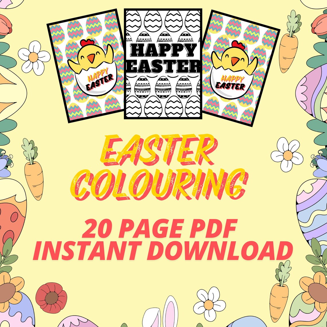 Easter Printable Colouring Pages Kids Easter Colouring Pack Happy