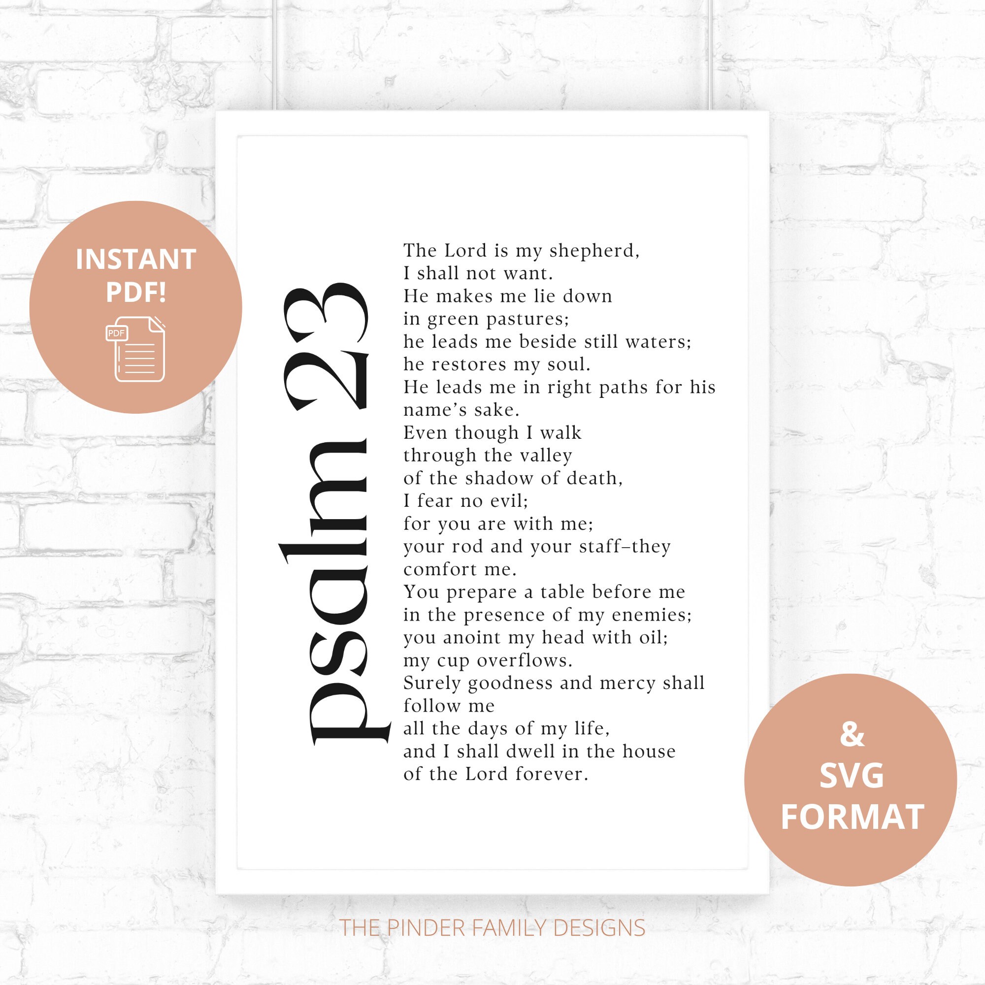 Psalm 23 SVG Wall Art Print, Psalm 23 PNG Printable Art, Psalm 23 Craft ...