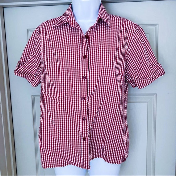 Vintage Red and White Gingham Button Up Shirt