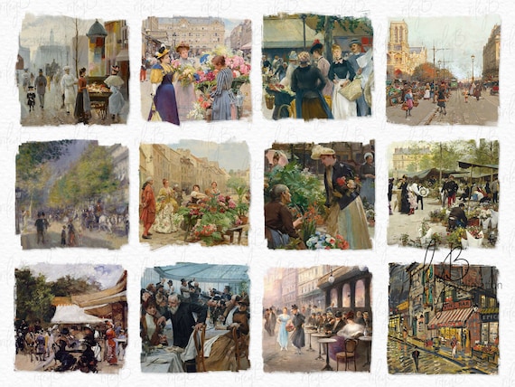 Paris Vintage Art PNGs - European Art - Printable Paris Image - Vintage Wall Art - Fine Art Paris - Paintings of Paris - Digital Paris Art