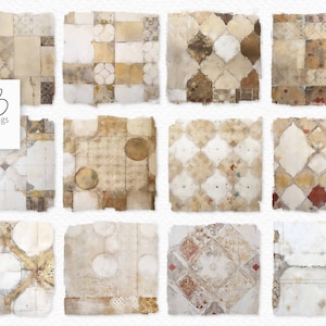 Neutrale tegelschetsen - vervaagde crèmekleurige geometrische texturen - verouderde Marokkaanse patronen - subtiele oker- en kleitinten