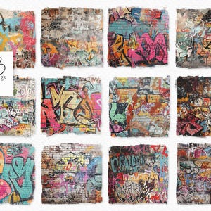 Graffiti Backgrounds - Urban Wall Art PNG - Grunge Street Texture PNG - Transparent Background Graffiti Clipart - Colorful Spray Paint PNGs