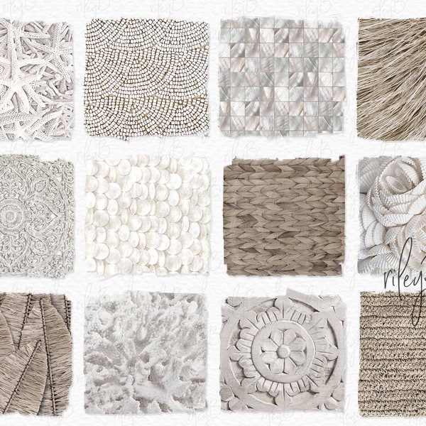 Bali Style Textures Sublimation PNGs - Bali Shells - Bali Background - Neutral Textures - Neutral Backgrounds - Off White Texture