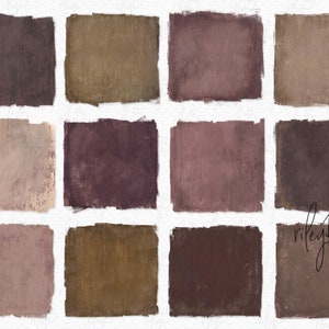 Könnte beinhalten: Zwölf digitale Papiertexturen in Braun-, Rosa- und Lilatönen. Die Texturen haben einen abgenutzten, Vintage-Look.