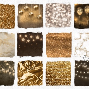 Vieren met gouden PNGs - Gold Party Celebration PNGs - Gouden uitnodigingen - Gouden oudejaarsavond - Goud digitaal papier - Gouden texturen PNGs
