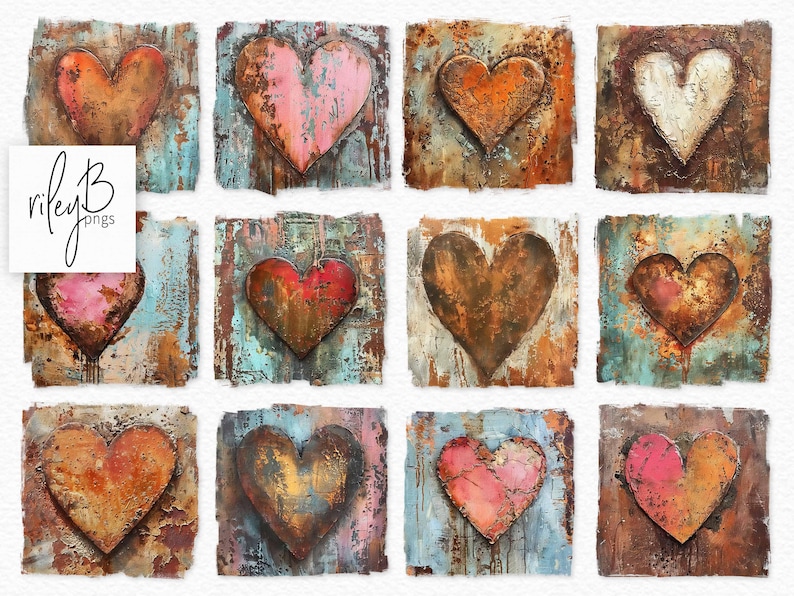 Rust Haert Rusty Painted Hearts Pngs – Distressed Metal Heart Artwork – Vintage ...