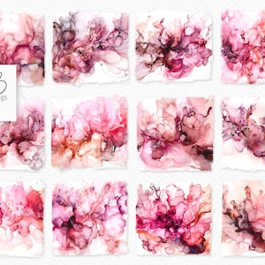 May include: A set of 12 digital abstract watercolor backgrounds in shades of pink, peach, and brown. The backgrounds have a flowing, organic look and are perfect for adding a touch of elegance to your designs.