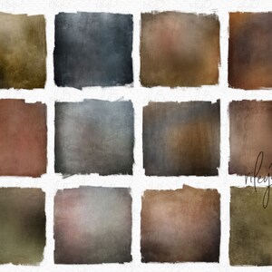 May include: Twelve digital backgrounds with a grunge texture in various shades of brown, gray, and red. The backgrounds are perfect for adding a vintage or rustic feel to your designs.