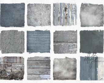 Denim en zinktexturen sublimatie PNGs - blauwgrijze texturen - denimblauwe achtergronden - zilvergrijze texturen - verroeste zinkachtergronden