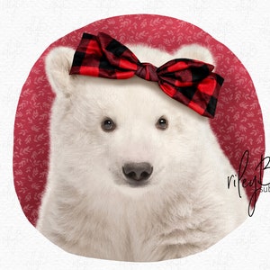 Valentine IJsbeer met Rode Plaid Boog Sublimatie PNG - Valentijnskaart met en zonder Tekst png - Valentine Onesie - IJsbeer Onesie