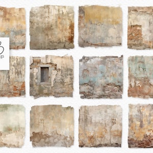 Oude verweerde muren schilderijen 1 PNGs - Vintage gips muur texturen - verweerde bakstenen muren - versleten muur textuur PNGs - noodlijdende muren