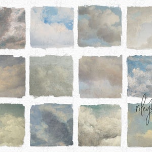 Vintage Sky texturen V PNGs - Sky sublimatie PNGs - digitale Vintage Cloud PNGs - olieverf textuur wolken - textuur Sky achtergrond PNGs