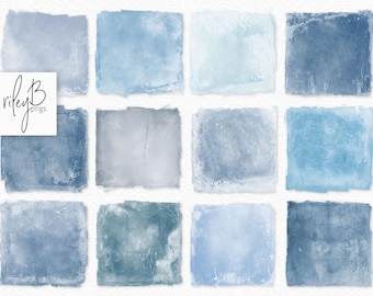 Frosty Blues – Soft Blue PNG Images on Transparent Backgrounds – Icy Winter Washes – Cool Tones PNGs - Distressed Blue PNGs for Layering