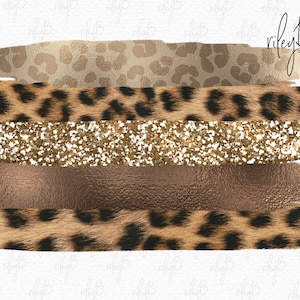 Leopard Print Brush Strokes PNG - Sublimation Leopard Clipart - Sublimation Gold Foil Leopard Print, Leopard Fur and Glitter