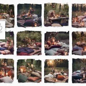 Pintura al óleo PNG de picnic romántico - Pinturas digitales de picnic romántico - Picnics románticos digitales - Picnic en el bosque - Picnic en un prado