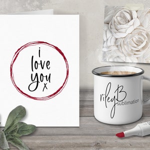 Red Circle outline with I Love You Text PNG - Red Glitter Circle - I Love You PNG - Valentine’s Day PNG - Red Clipart Circle Outline