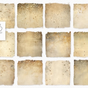 Neutrale grunge-sterren PNG's - vintage geïnspireerde stertexturen - subtiele gouden steroverlays - vervaagde grunge sterrenhemel achtergronden