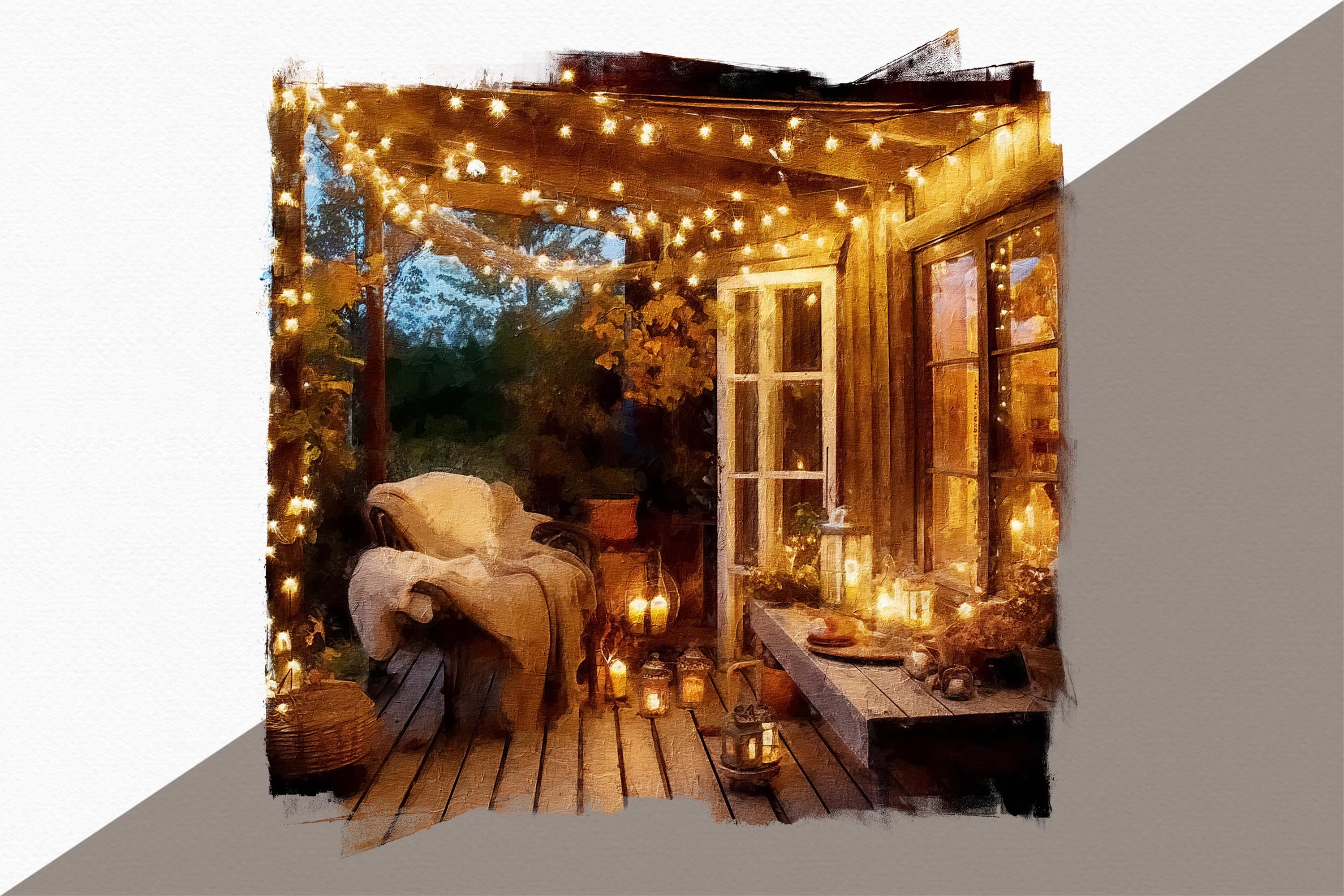 Cozy Fall Porches Digital Pngs - Fall Patio Paintings - Cozy Autumn ...