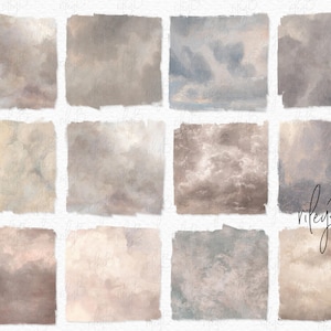 Vintage Sky Textures I Sublimation PNGs - Digital Vintage Cloud Backgrounds - Oil Paint Texture Clouds - Light Texture Sky Backgrounds PNGs