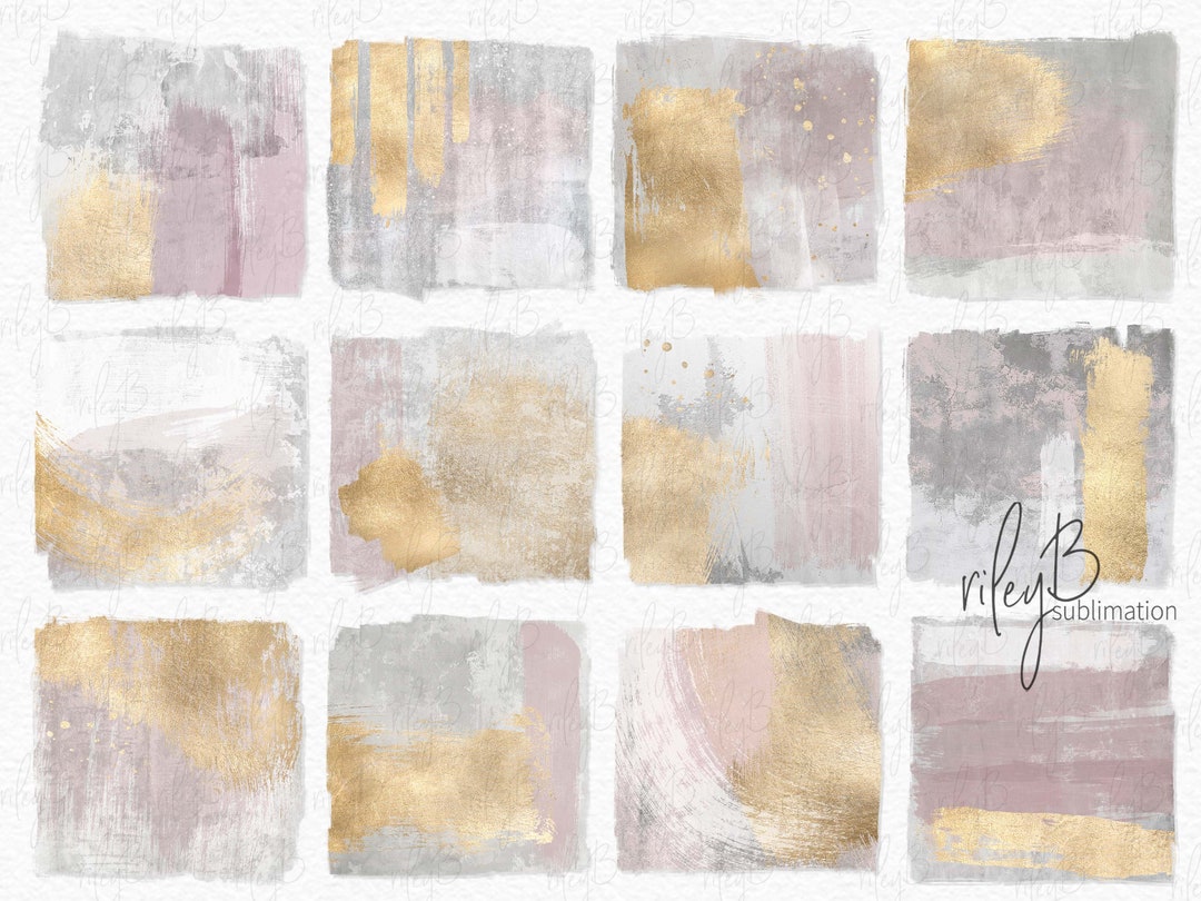 Pink, Grey and Gold Abstract Texture Pngs Gold Brush Strokes Grey