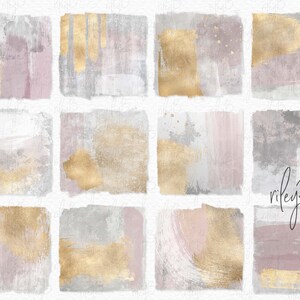 PNG con texture astratte rosa, grigie e dorate - Pennellate dorate - Sfondi grigi con PNG dorati - Schizzi dorati - Sfondi di invito