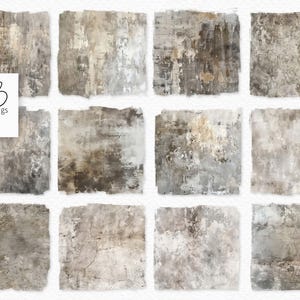 Neutral Grunge Textures PNGs – Weathered Concrete and Plaster Wall Art – Rustic Beige and Grey Texture Set – Industrial Aged Designs