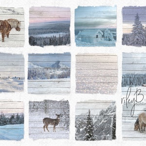 Winter Wood PNGs - 12 Distressed Wood Sublimation PNGs - Sublimation Winter Scenes - Winter Backgrounds - Winter Sublimation PNGs