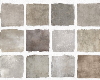 May include: Twelve square textured digital paper backgrounds in shades of gray and brown. These digital papers are perfect for scrapbooking, card making, and other craft projects.