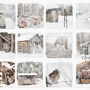 Neutral Colored Winter Sublimation PNG Backgrounds - Sublimation Watercolor Winter Scenes - Winter Backgrounds - Winter Sublimation