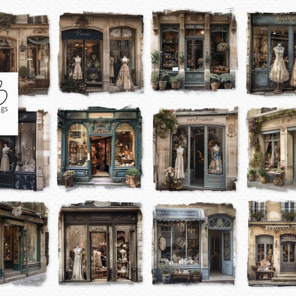 Parisian Boutique Oil Painting PNGs - French Boutique Oil Painting PNGs - Digital French Fashion - Parisian Boutique Shop Front Image PNGs