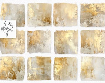 Champagne and Gold Texture PNGs - Digital Paintings - Beige Gold Textured Backgrounds - Off-white Gold Grunge Backdrops - Ivory Gold Grunges