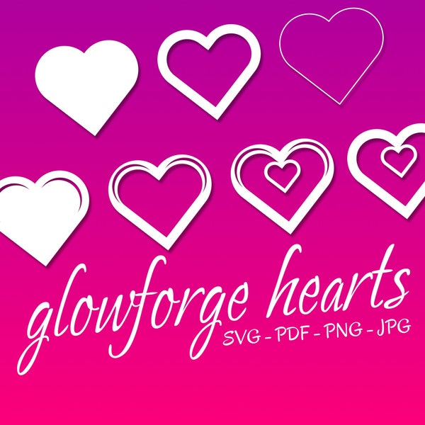 Valentine's Day Heart Shapes Digital File for Laser Cut, Glowforge, and Cricut Designs SVG JPG PNG and more.