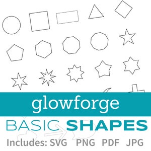 Digitaal basisbestand met vectorvormen voor Glowforge, Cricut en andere vinylsnijmachines, SVG, PNG, pdf
