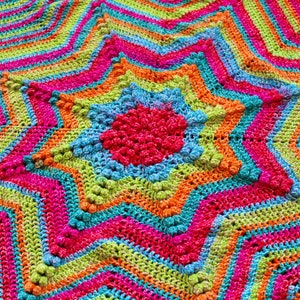Rainbow Star Blanket, Crocheted, Handmade, Baby Blanket, Toddler Blanket, Tummy Time, Baby Gift, Toddler Gift, Baby Shower Gift, Baby Decor