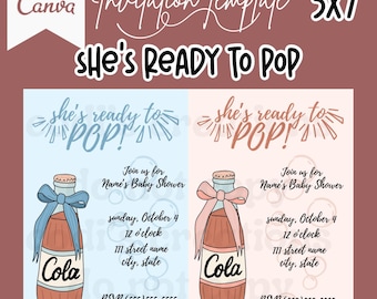 Editable she’s ready to pop digital invitation template