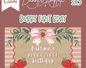 Editable Berry first birthday digital banner template