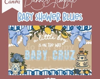 Editable blue baby shower digital banner template