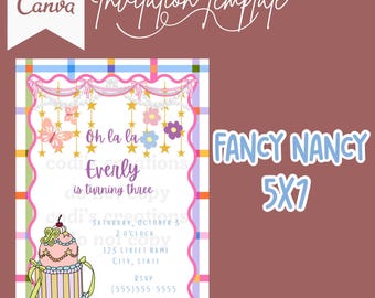 Editable Fancy Nancy Birthday Digital Invitation Template
