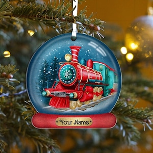 Personalised Christmas Bauble, Christmas Tree Ornament, Family Hanging Christmas Decoration, Christmas Train Bauble, Personalised Gift