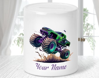 Monster Truck Money Box, Kids Savings Jar, Monster Truck Birthday Gift, Boys Christmas Gift, Piggy Bank, Girls Birthday Gift, Monster Trucks