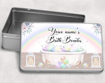 Personalised Bath Bomb Storage Tin, Bath Bomb Tin Gift, Birthday Gift, Christmas Gift, Secret Santa, Bath Bombs Storage, Girls Pamper Tin