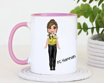 Taza personalizada para mujer policía, regalo personalizado para agente de policía femenina