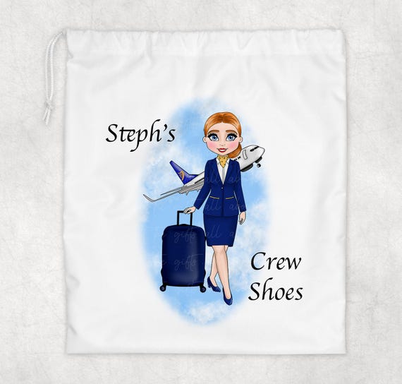 Personalised Cabin Crew Bag, Flight Attendant Shoe Bag, Air